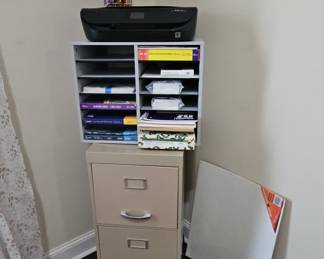 Metal Filing Cabinet with Desk Organizer and Printer Paper