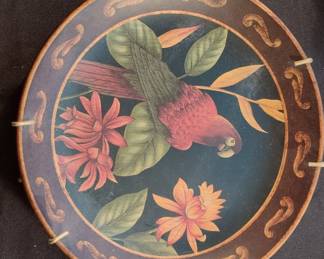 Decorative Parrot and Floral Plates by Raymond Waites