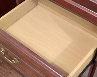 Cherry Finish Media Console with Glass Door Cabinet