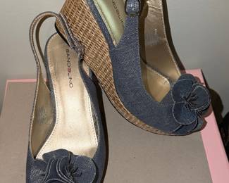 Bandolino Denim Floral Wedge Espadrille Sandals