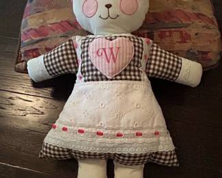 Memory Bear from Clothing with "W" Heart Appliqué