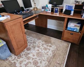Wooden L-Shaped Desk with Cabinet and File Drawer