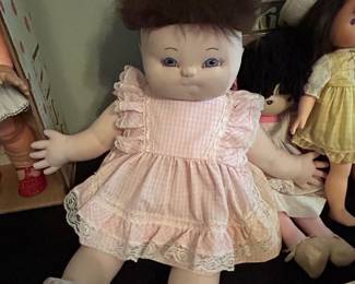 Vintage Cloth Body Doll with Pink Gingham Dress