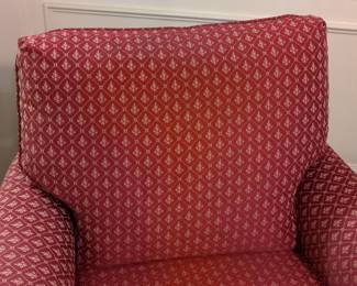 Traditional Red Damask Upholstered Armchair