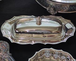 Silver Plate Butter Dish with Glass Liner - Gorham Heritage YH18
