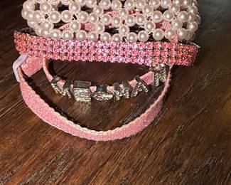 Set of Three Embellished Pet Collars with 'MEOW' Letters