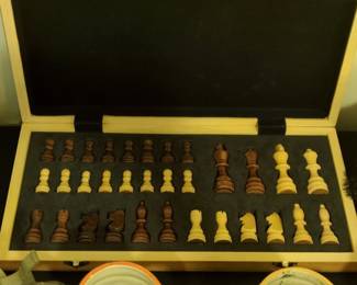 Wooden Chess Set with Folding Board