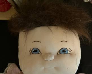 Vintage Cloth Body Doll with Pink Gingham Dress