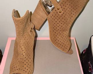 Diba True Women's Perforated Suede Peep-Toe Booties