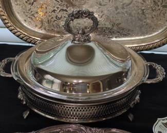 Silver Plated Footed Tureen with Lid and Warmer Stand