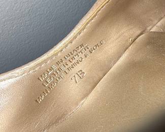 Jessica Simpson Gold Wedge Peep-Toe Slingbacks