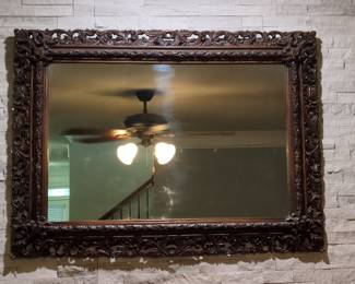 Ornate French Style Carved Wood Mirror