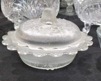 Frosted Glass Covered Candy Dish with Bubble Embellishments