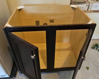 Dark Brown Two-Door Vanity Cabinet Base