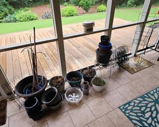 Assorted Gardening Pots and Plant Supports