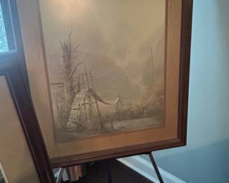 Ben Hampton "Swinging Bridge" Landscape Print with Wooden Frame