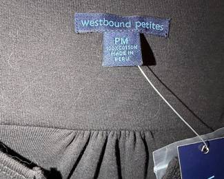 Westbound Petites Black 100% Cotton 3/4 Sleeve Henley Top