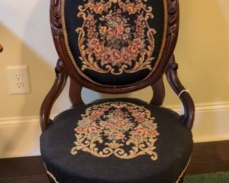 Victorian Needlepoint Parlor Chair