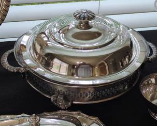 Silver Plated Footed Tureen with Lid and Liner