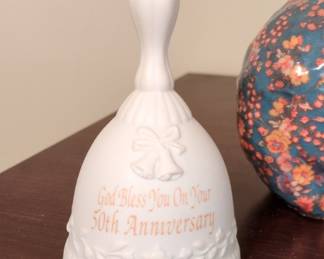 50th Anniversary Bell with Doves and Roses