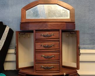 Mele & Co. Heloise Wooden Jewelry Box with Mirror and Drawers