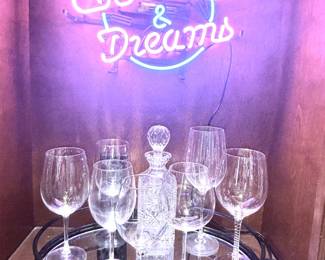 Bar sign and barware