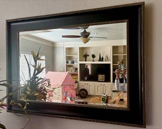 Wide black frame mirror