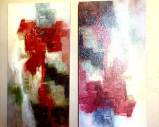 Pair vibrant color abstracts