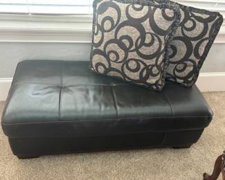 Brown leather ottoman