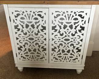 Carved front white chest