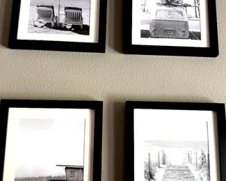 Series of black and white beach scenes