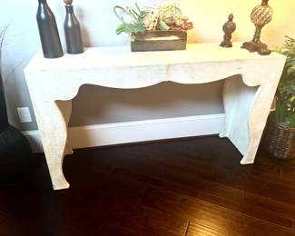 Lovely white scallop console table
