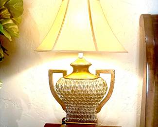 Pair striking large gold lamps