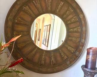 Carved round mirror