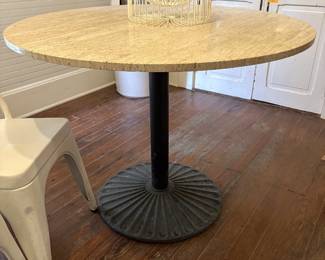 Travertine top , iron base table