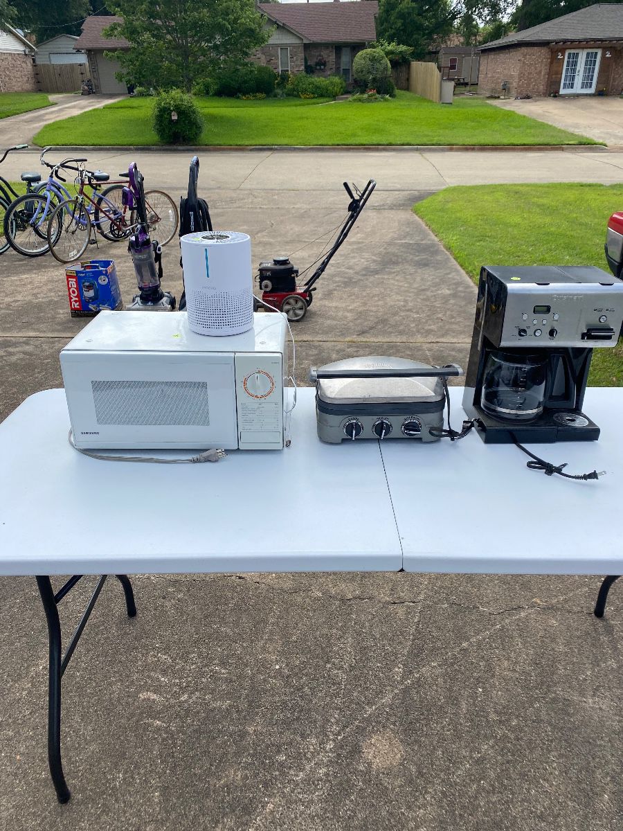 Microwave Cuisine art, coffee maker, and grill