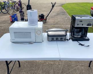 Microwave Cuisine art, coffee maker, and grill