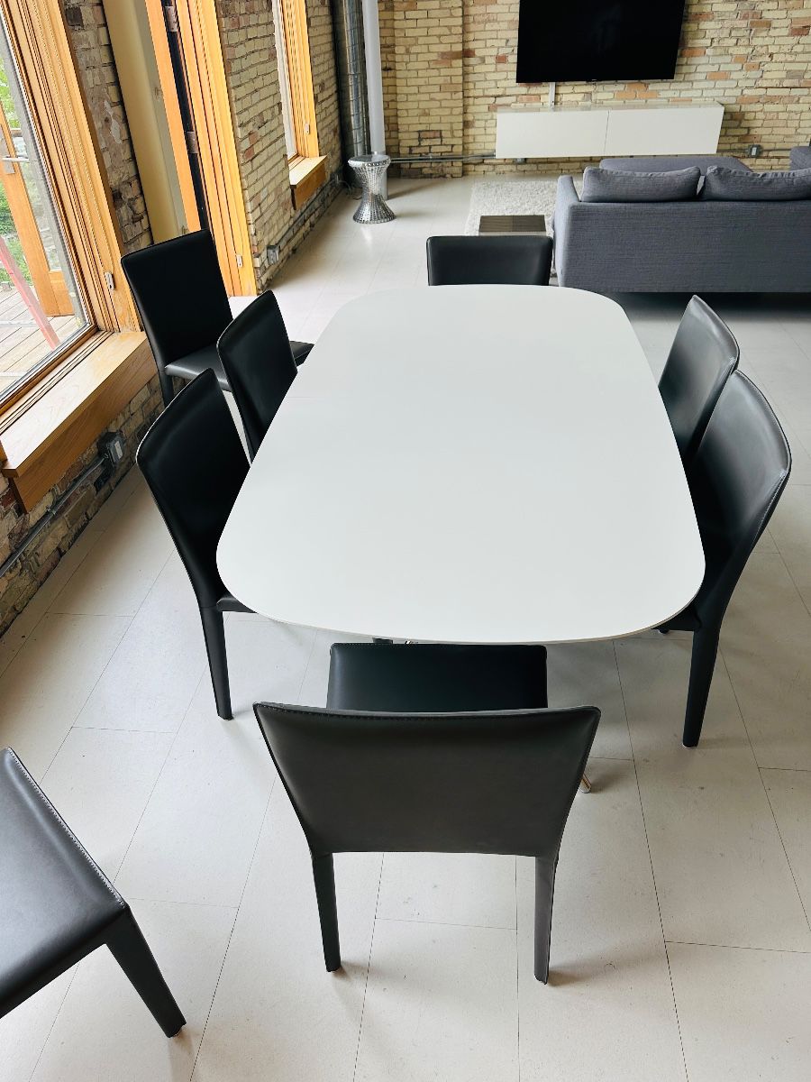 Ottawa Extendable Table by Karim Rashid BoConcept (73” x 39 1/2” expands to 98 1/2” with integrated self storing 25 1/2” table leaf) $2,350