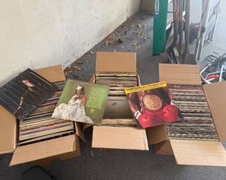 3 boxes of vinyl albums records