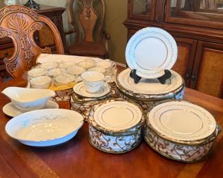 Oxford Bone China, "Holyoke", service for 12; 62 pieces w/storage cases