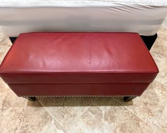Red padded storage seat box w/nailhead accent