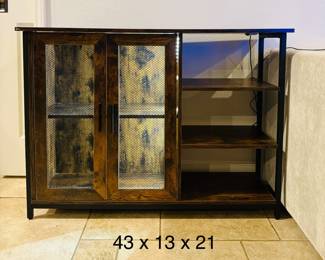 Illuminated option (white light, blue light, or no light) coffee bar cabinet