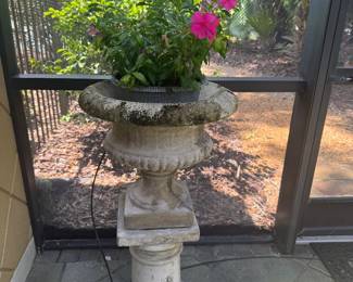 Cement plant urn, pedestal
