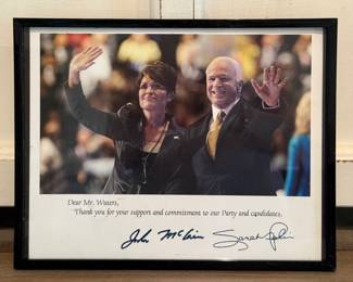 John McCain and Sarah Palin signed memorablilia