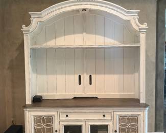 Liberty Furniture Magnolia Manor Antique White & Weathered 74" Entertainment Center