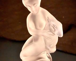 Lalique – “Diana and the Fawn” satin crystal figurine, 