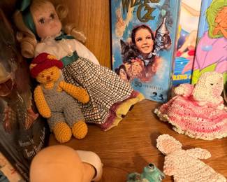 Dolls, Paddington Bear hand-knitted, 50th Anniversary Wizard of Oz VHS