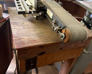 Belt Sander secured to hand-made table with electric hookups and switch to turn on and off - WORKS