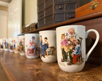 Norman Rockwell full coffee mug set