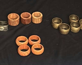 Lot 3: Assorted Metal and Wooden Napkin Rings